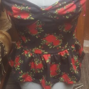 Rose Peplum Bustier Top